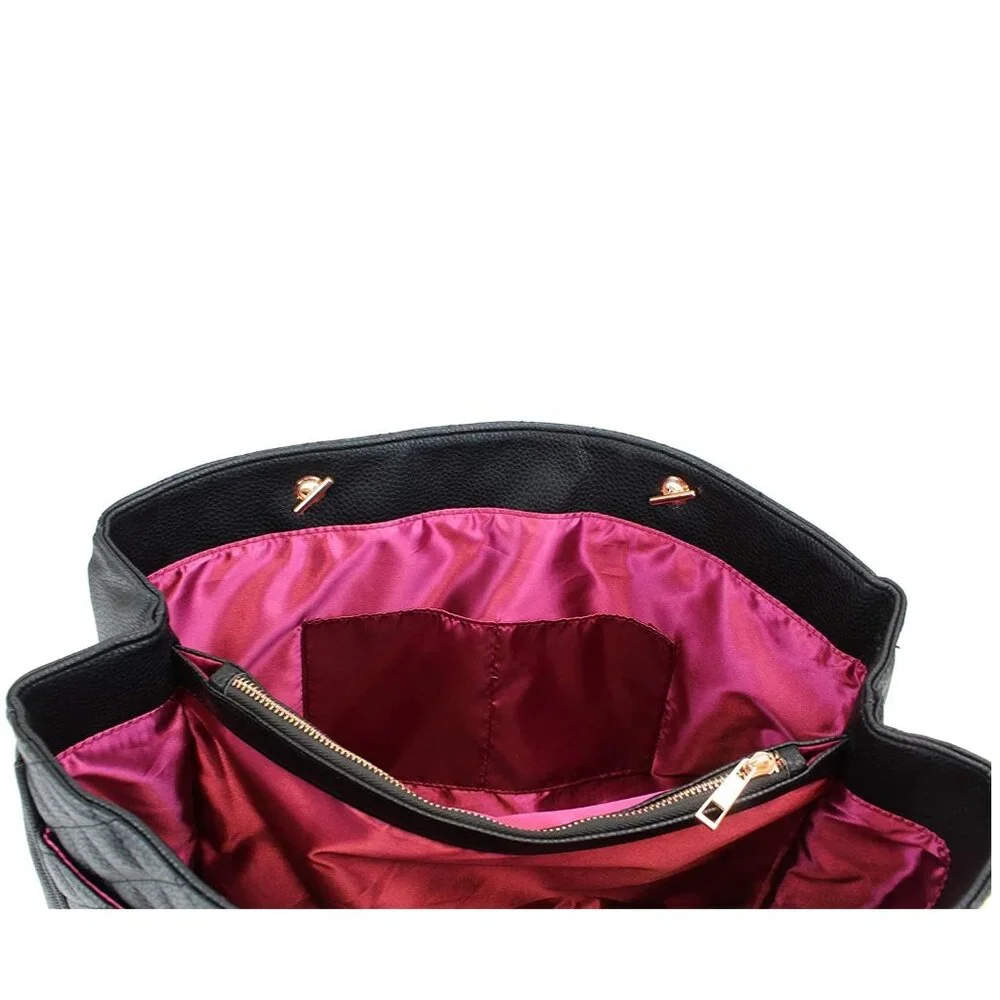 New Le Bag Quilted Travel Tote and Laptop Handbag, Black